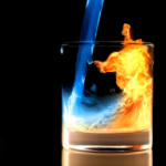 lower case love | water turning into fire in a glass