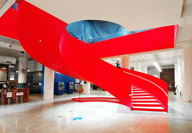 The grand stairs at Crosstown Arts